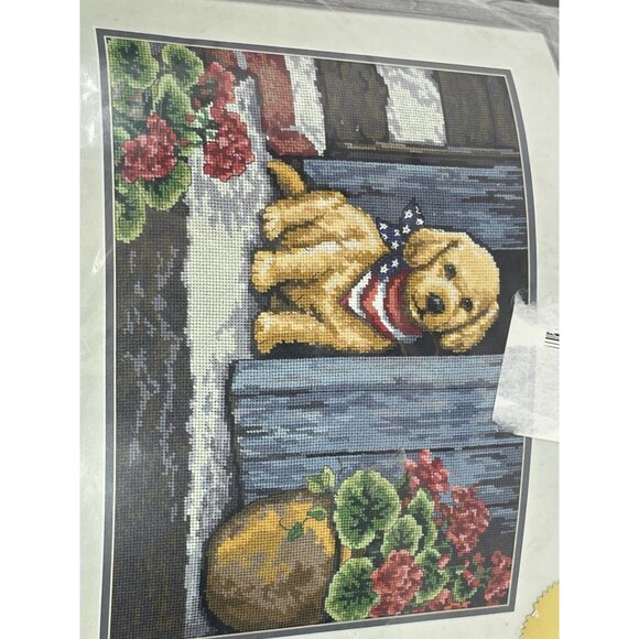 Dimensions Patient Puppy Needlepoint Kit Golden Retriever Puppy Maday 20014 NIP - Picture 4 of 10